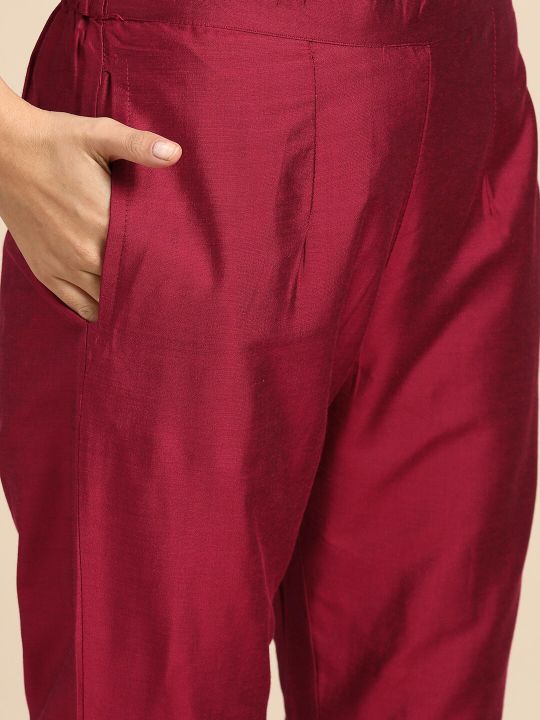 Anouk Women Red Yoke Design Kurta with Palazzos & With Dupatta