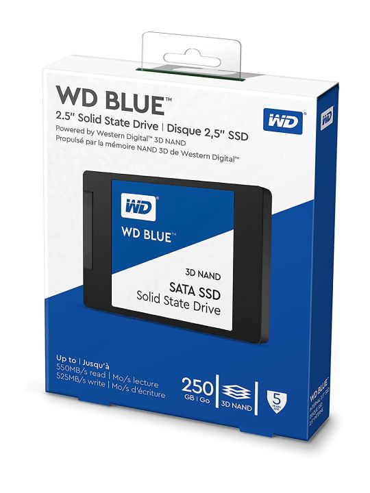 Western Digital WD Blue 6.35 cm (2.5 Inch) SATA SSD, 550MB/s R, 525MB/s W, 5 Y Warranty, 250GB