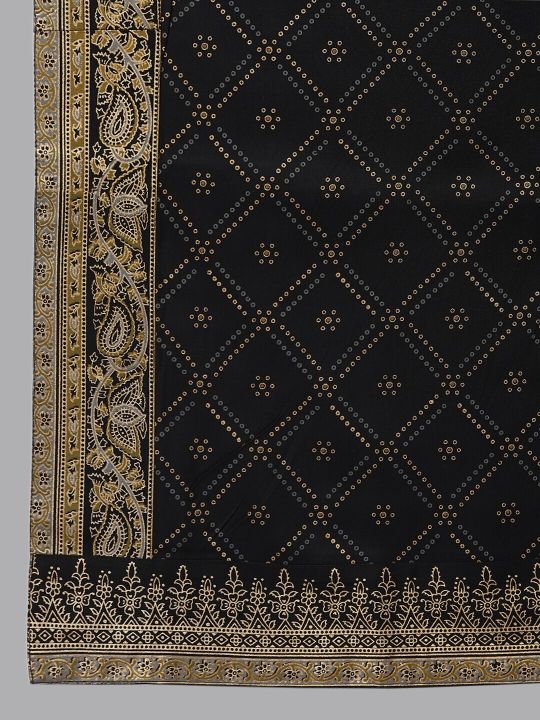 Women Black Ethnic Motifs Printed Kurta with Palazzos & With Dupatta (Khushal K)