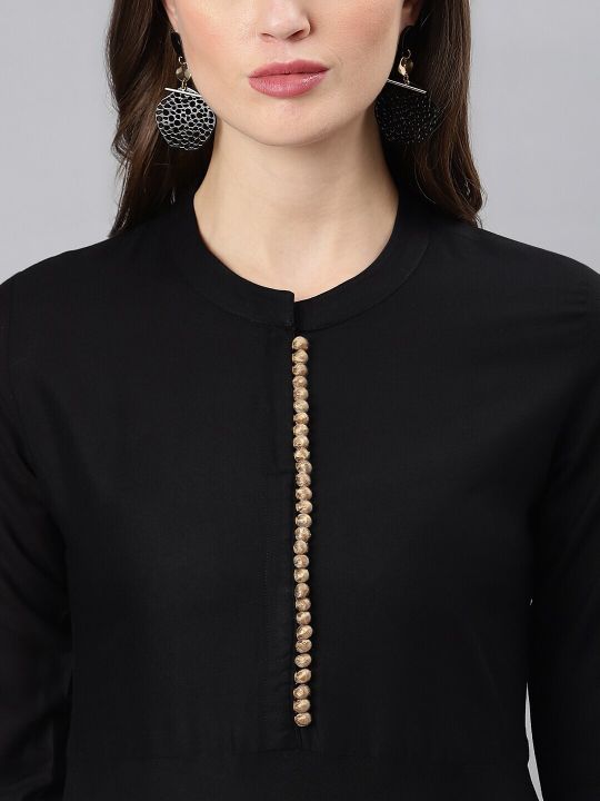 Women Black Ethnic Motifs Printed Kurta with Palazzos & With Dupatta (Khushal K)