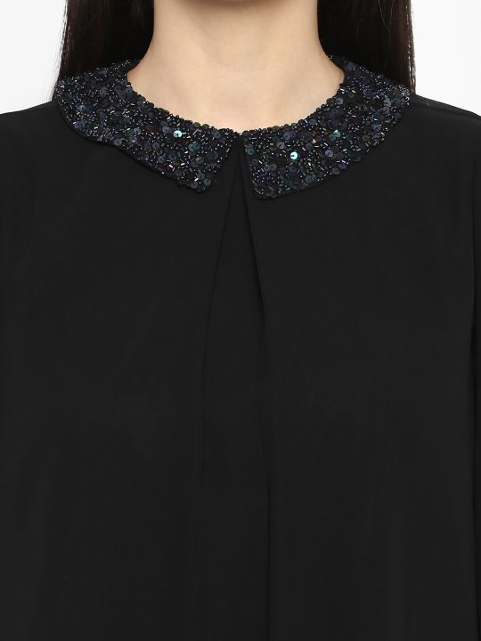 Black Peter Pan A-Line Top (QUIERO)