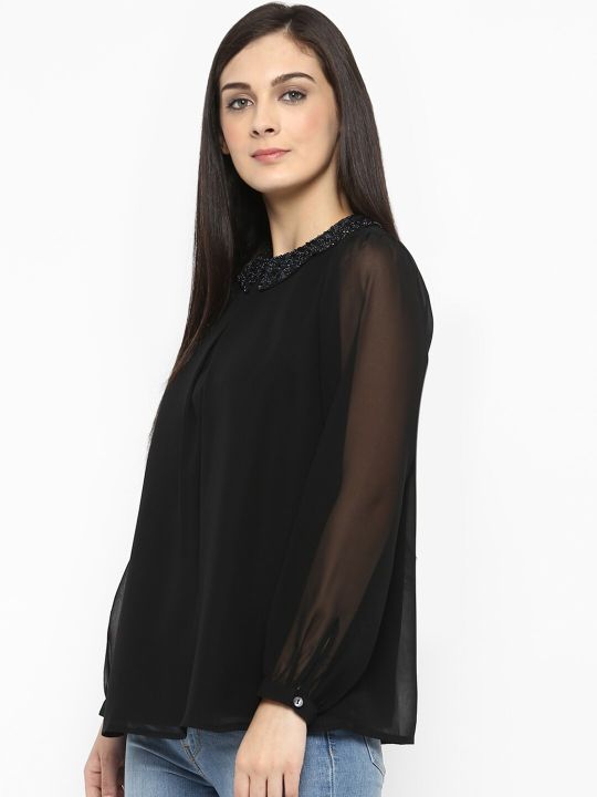 Black Peter Pan A-Line Top (QUIERO)