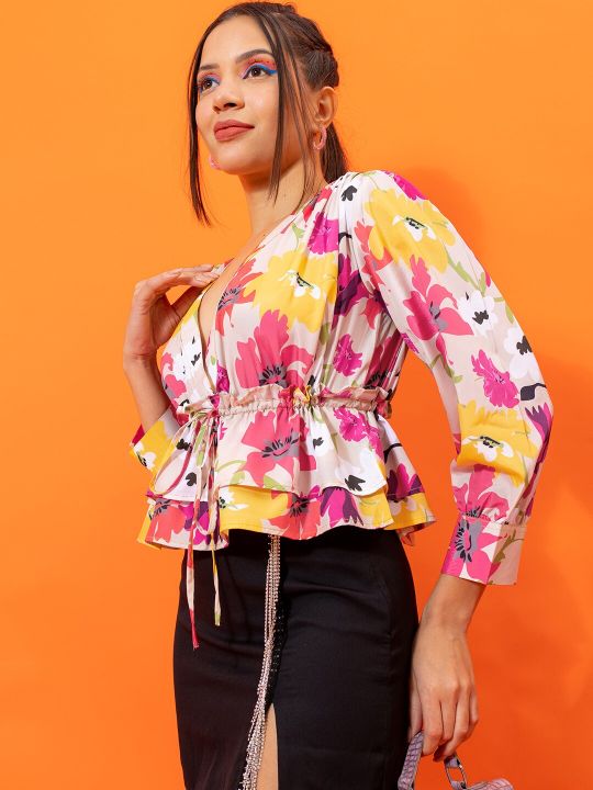 Floral Print Cinched Waist Top ( Stylecast X Hersheinbox )