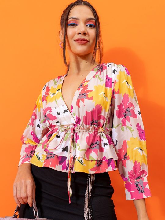 Floral Print Cinched Waist Top ( Stylecast X Hersheinbox )