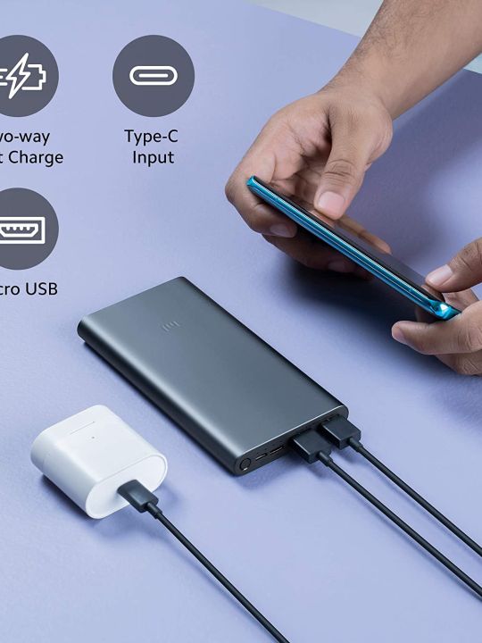 Mi 10000mAH Li-Polymer, Micro-USB and Type C Input Port, Power Bank 3i with 18W Fast Charging