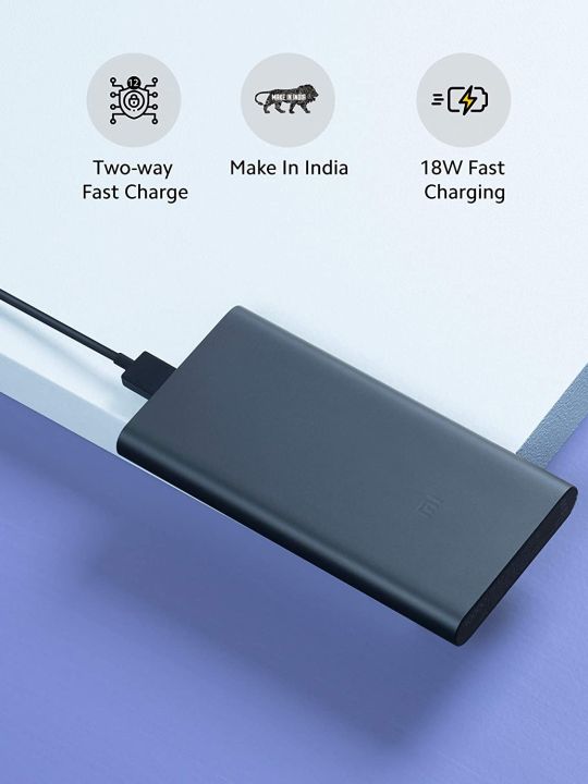 Mi 10000mAH Li-Polymer, Micro-USB and Type C Input Port, Power Bank 3i with 18W Fast Charging