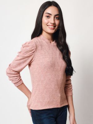 Self Design Puff Sleeves Wool Top (Beatnik)