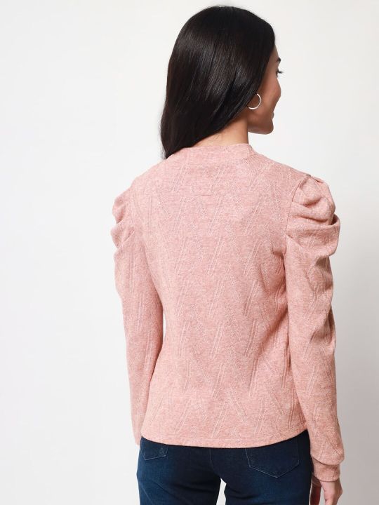 Self Design Puff Sleeves Wool Top (Beatnik)