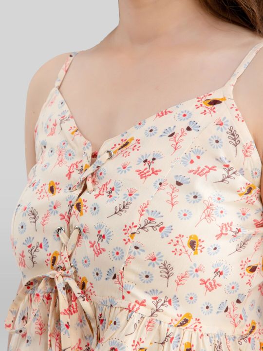 Women Yellow & Red Printed Top & Shorts Night Suit - Pretty Loving Thing