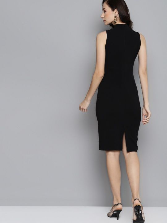 Black High Neck Sleeveless Bodycon (SASSAFRAS)