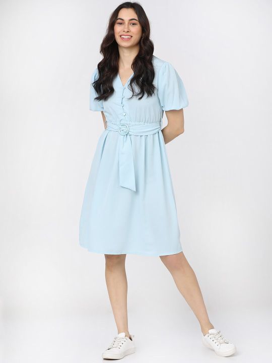 Blue FIt & Flare Dress (Tokyo Talkies)