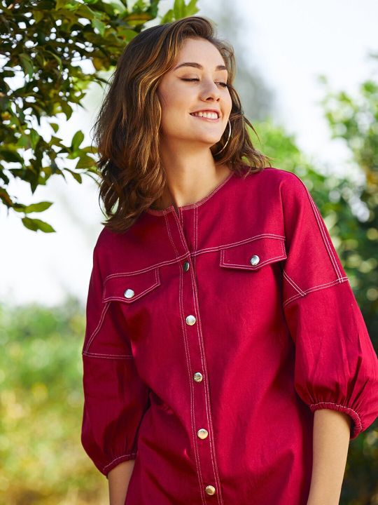 Cotton Denim Sheath Dress (Athena)