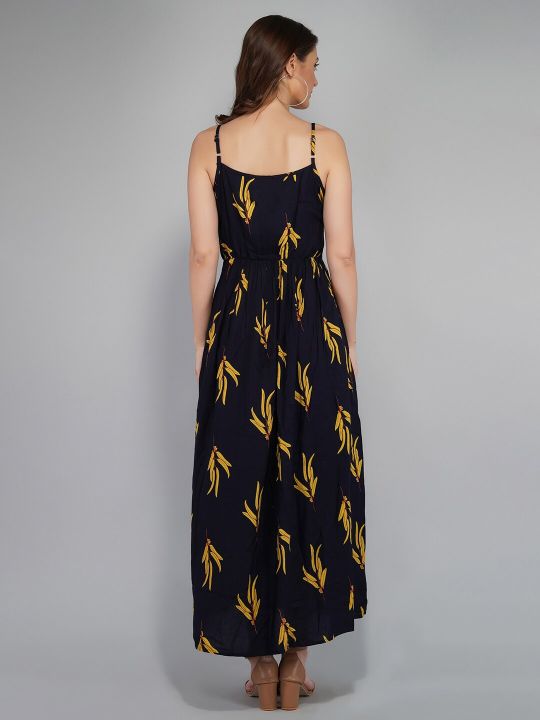Floral A-Line Maxi Dress (METRO-FASHION)