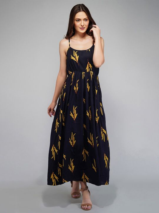 Floral A-Line Maxi Dress (METRO-FASHION)