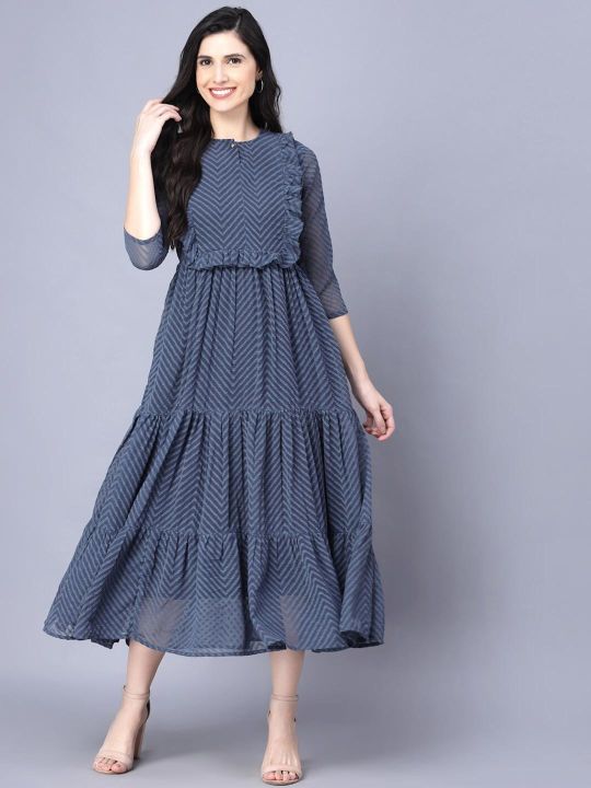 Grey Georgette Midi Dress (Myshka)