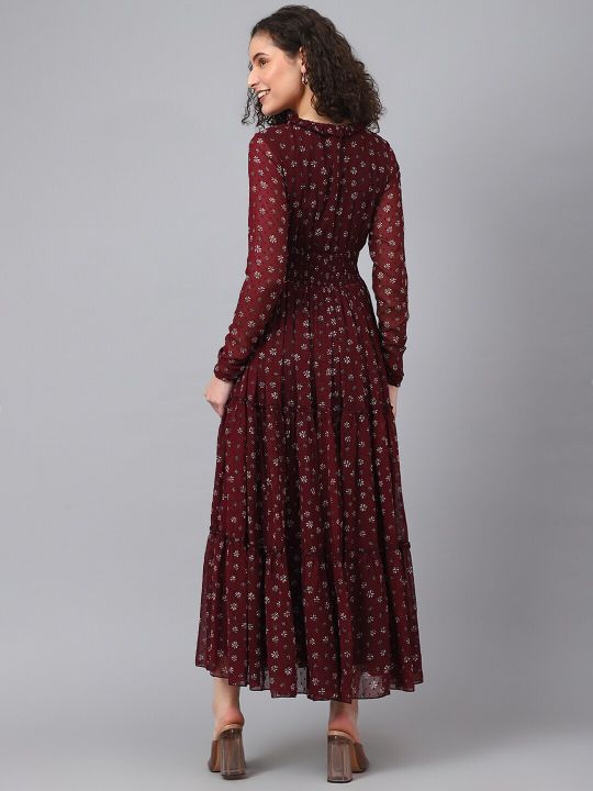 Printed Floral Maxi Dress (DEEBACO)