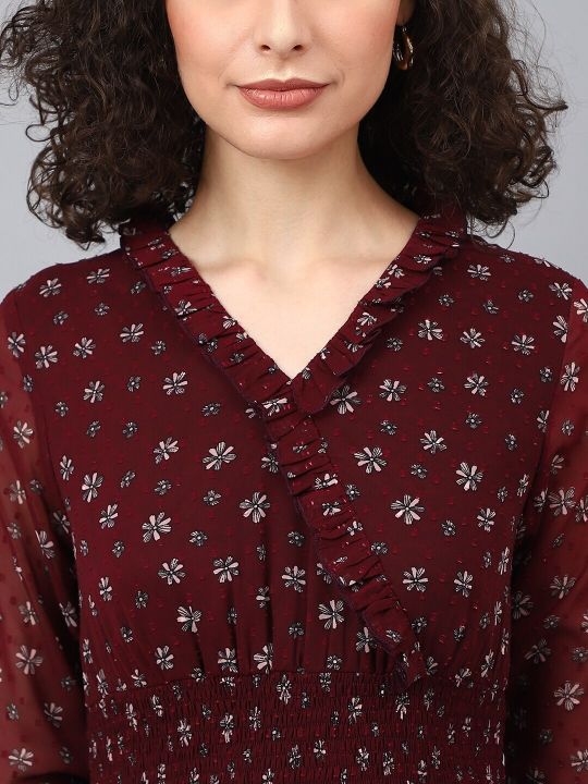 Printed Floral Maxi Dress (DEEBACO)