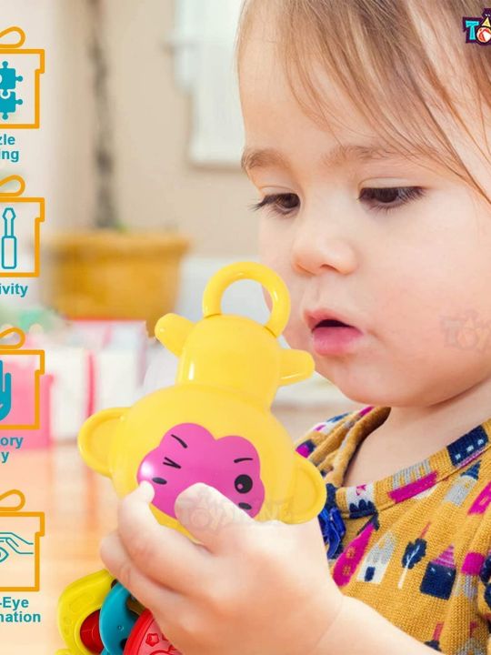 Rattle Set with Teathers for New Born Babies, Pack of 7 (Toyshine)