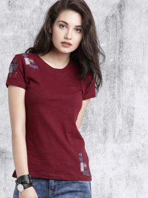 Roadster Maroon Pure Cotton Top