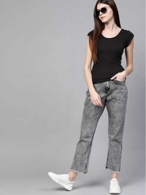 Roadster Women Black Ribbed Top