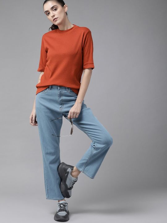 Roadster Women Rust Red Solid Top