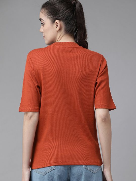 Roadster Women Rust Red Solid Top