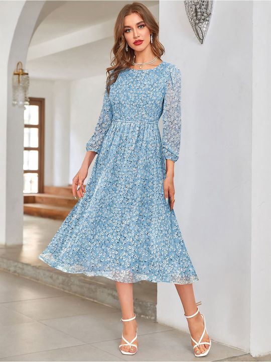 Round Neck Floral Midi Dress (KERI PERRY)