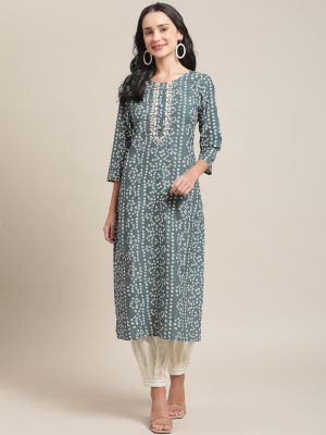 Women Blue Geometric Printed Kurta (Varanga)