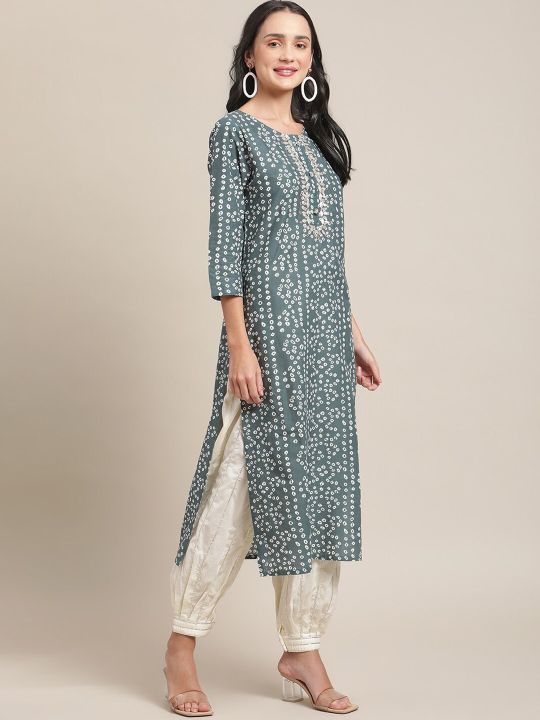 Women Blue Geometric Printed Kurta (Varanga)