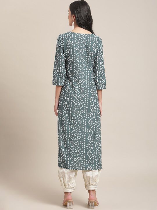 Women Blue Geometric Printed Kurta (Varanga)