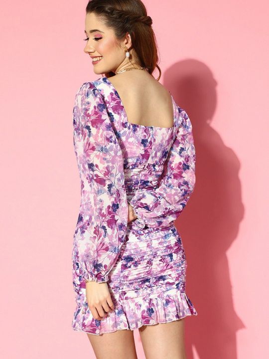 Women Classic White Floral Bustier Dress (Berrylush)