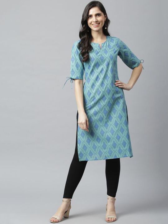 Women Ethnic Motifs Printed Flared Sleeves Indie Prints Kurta (METRO-FASHION)