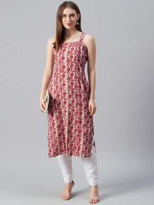 Women Pink & Magenta Printed Strappy Straight Kurta (anayna)
