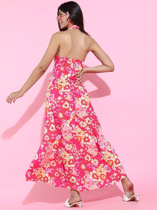 Women Pretty Pink Floral Dress (Tokyo Talkies)