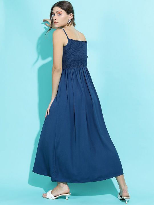 Women Stunning Blue Solid Dress (Tokyo Talkies)