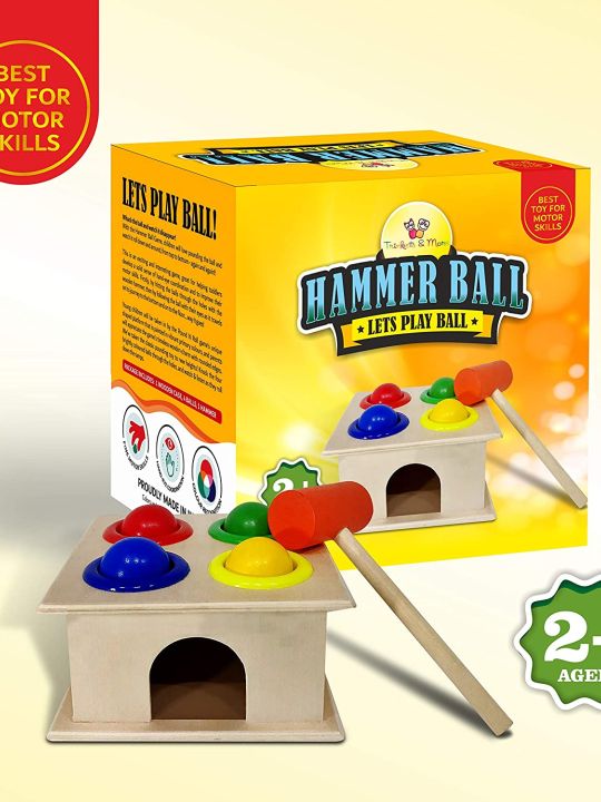 Wooden Hammer Ball Knock Pounding Bench with Box Case Fine Motor (Trinkets & More)