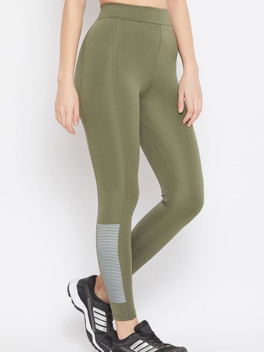Activewear Ankle Length Tights in Moss Green