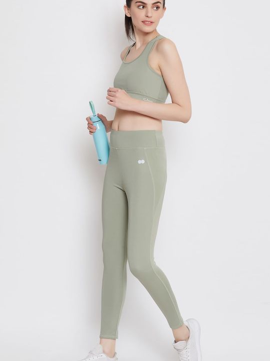 Activewear Ankle Length Tights in Sage Green