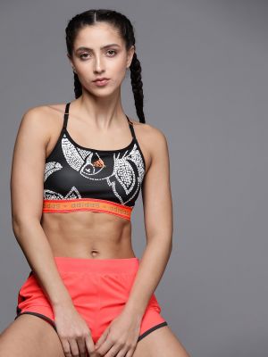 ADIDAS Black & White FARM Low Support Printed Training Bra