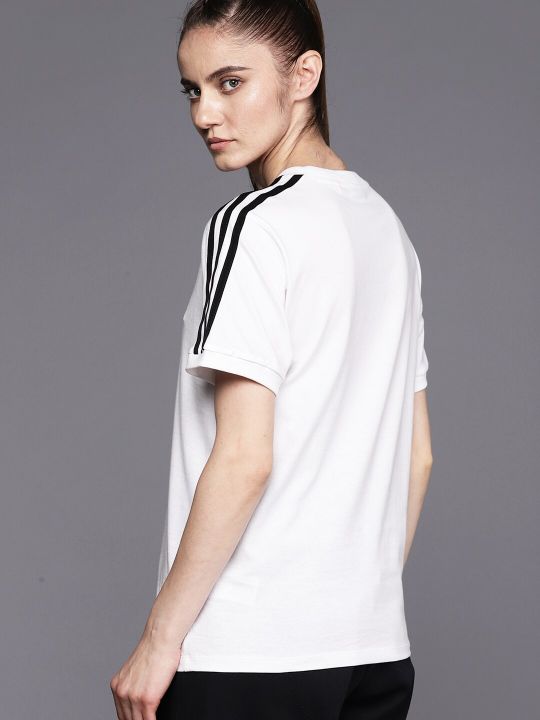 ADIDAS Originals Brand Logo Applique Detail Pure Cotton 3 Stripes T-Shirt