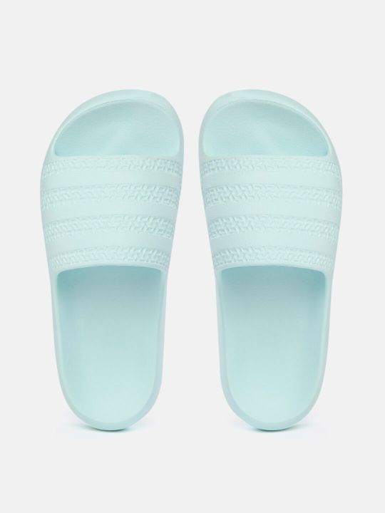 ADIDAS Originals Women Blue Self Striped Adilette Soft Sliders