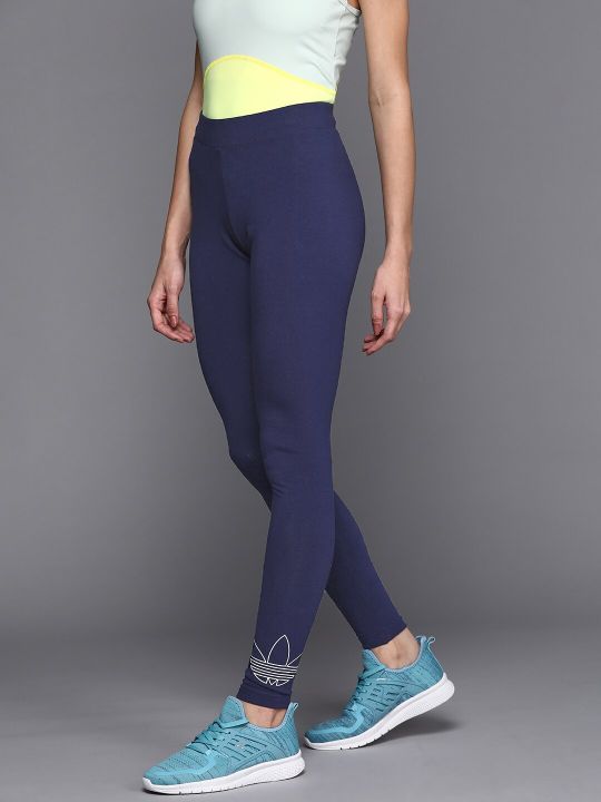 ADIDAS Originals Women Navy Blue Brand Logo Printed Tights