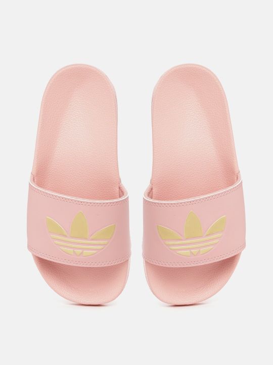ADIDAS Originals Women Pink & Gold-Toned Brand Logo Printed Sliders
