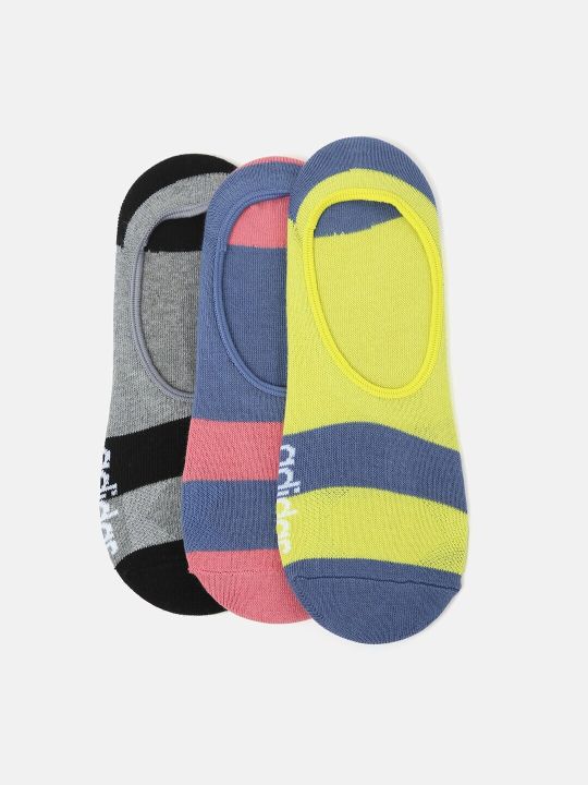 ADIDAS Woman Blue, Grey & Yellow No Show Socks
