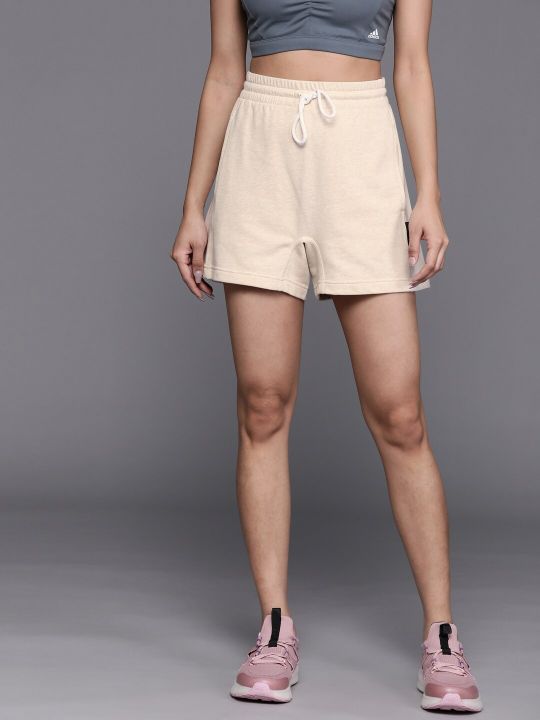 ADIDAS Women Beige Solid SL Sustainable Shorts