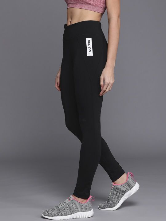 ADIDAS Women Black Brand Logo Detail Tights