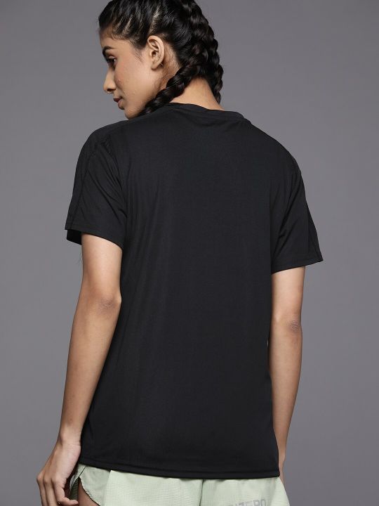 ADIDAS Women Black Solid Aeroready Technology Running T-shirt