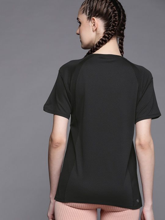 ADIDAS Women Black WTR HEAT.RDY Solid Training T-shirt