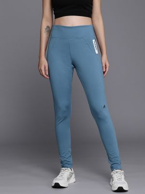 ADIDAS Women Blue Brand Logo Detail Tights