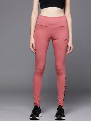 ADIDAS Women Dusty Pink Hight Waist Brand Logo Printed Tights